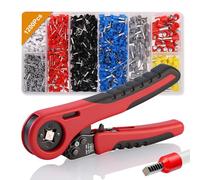 TranRantic Pince à Sertir Cosses Electriques, 0,08-16mm² (AWG 28-7) Pince a Cosse avec 1200 Embouts de CâBle, Sertisseuse à Cliquet Auto-Ajustable pour les Travaux Électriques Industriels