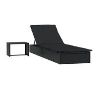 Transat 1 pc avec table noir résine tressée