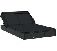 Transat 2 places avec toit pliable noir 213x118x97 cm