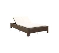 vidaXL Bain de soleil 2 personnes avec support Marron Poly Rattan