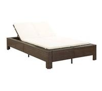 vidaXL Bain de soleil 2 personnes avec support Marron Poly Rattan