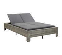 vidaXL Bain de soleil 2 personnes avec support Marron Poly Rattan