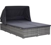 Transat à 2 places avec coussin Résine tressée Gris