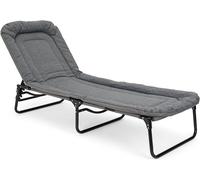 Transat à trois pieds, rembourré | Transat de jardin résistant aux intempéries, avec dossier réglable en 4 positions et poignée de transport | Transat de jardin, chaise longue pliable | Lit de camping