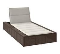 vidaXL Chaise longue avec support flottant Marron Poly rotin