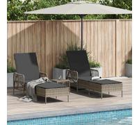 vidaXL Chaise longue 3 pièces Gris et gris foncé 55 x 200 x 92 cm