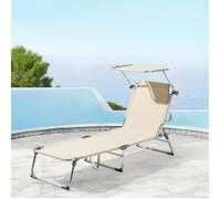 Chaise longue 'Legorreta' avec toit solaire réglable Structure en aluminium 189 x 57 x 28 cm Beige