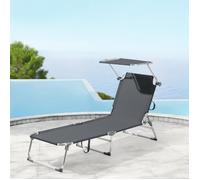 Chaise longue 'Legorreta' avec toit solaire réglable Structure en aluminium 189 x 57 x 28 cm Gris foncé