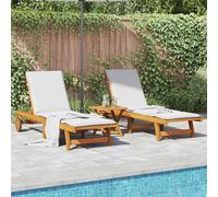 Transat avec roue Bois d'Acacia Massif Mobilier de jardin patio Sièges vidaXL vi