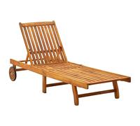 Transat avec roue Bois d'Acacia Massif Mobilier de jardin patio Sièges vidaXL vi