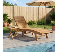 vidaXL Chaise longue 2 pièces en bois de teck massif Marron