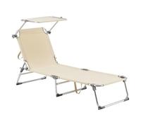 Transat Bain De Soleil Avec Pare-Soleil Aluminium Polyester Argenté Mat Beige Helloshop26 03_0006412 Multicolore
