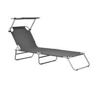 Transat Bain De Soleil Avec Pare-Soleil Inclinable Acier Polyester Argenté Mat Gris Foncé Helloshop26 03_0006408 Multicolore