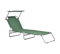 Transat Bain De Soleil Avec Pare-Soleil Inclinable Acier Polyester Argenté Mat Vert Foncé Helloshop26 03_0006409 Multicolore