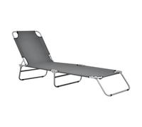 Transat Bain De Soleil Inclinable Acier Polyester Argenté Mat Gris Foncé Helloshop26 03_0006415 Multicolore