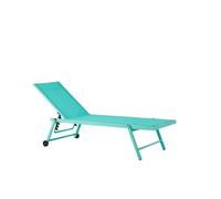 BELIANI Chaise longue de jardin turquoise avec roulettes housse en filet d'aluminium dossier réglable balcon moderne jardin terrasse