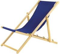 Transat bleu, lot de 2 transats pliants en bois avec système de sécurité, chaise pliante, transat de plage, transats de jardin, transat