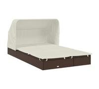 Transat Chaise Longue 2 Places Avec Toit Pliable 213 X 118 X 97 Cm Marron Helloshop26 02_0012188 Multicolore