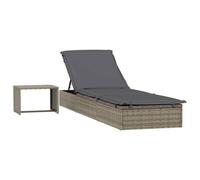 Helloshop26 Transat avec table en résine tressée - Gris