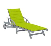 Transat Chaise Longue Bain De Soleil Lit De Jardin Terrasse Meuble D'extérieur 200 Cm Avec Coussin Bois D'acacia Solide Helloshop26 02_0012364 Multicolore