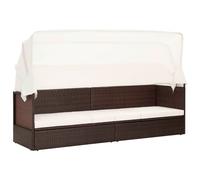 Transat Chaise Longue Bain De Soleil Lit De Jardin Terrasse Meuble D'extérieur Avec Auvent Résine Tressée Marron Helloshop26 02_0012280 Multicolore