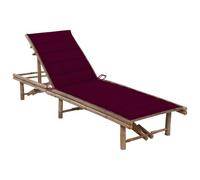 Transat Chaise Longue Bain De Soleil Lit De Jardin Terrasse Meuble D'extérieur Avec Coussin Bambou Helloshop26 02_0012289 Multicolore