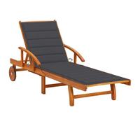 Transat Chaise Longue Bain De Soleil Lit De Jardin Terrasse Meuble D'extérieur Avec Coussin Bois D'acacia Solide Helloshop26 02_0012405 Multicolore