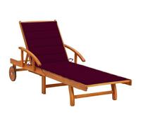Transat Chaise Longue Bain De Soleil Lit De Jardin Terrasse Meuble D'extérieur Avec Coussin Bois D'acacia Solide Helloshop26 02_0012363 Multicolore