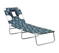 Transat Chaise Longue Bain De Soleil Lit De Jardin Terrasse Meuble D'extérieur Avec Coussin De Tête Acier Motif De Feuilles Helloshop26 02_0012444 Multicolore