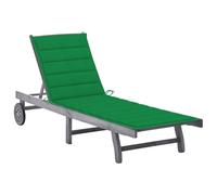 Transat Chaise Longue Bain De Soleil Lit De Jardin Terrasse Meuble D'extérieur Avec Coussin Gris Bois D'acacia Solide Helloshop26 02_0012486 Multicolore