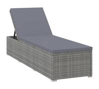 Transat Chaise Longue Bain De Soleil Lit De Jardin Terrasse Meuble D'extérieur Avec Coussin Résine Tressée Gris Helloshop26 02_0012508 Multicolore