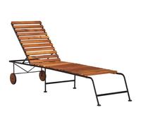 Transat Chaise Longue Bain De Soleil Lit De Jardin Terrasse Meuble D'extérieur Avec Pieds En Acier Bois D'acacia Massif Helloshop26 02_0012567 Multicolore