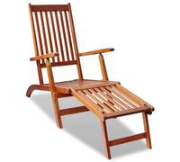 Transat Chaise Longue Bain De Soleil Lit De Jardin Terrasse Meuble D'extérieur Avec Repose-Pied Bois D'acacia Solide Helloshop26 02_0012569 Multicolore