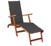 Transat Chaise Longue Bain De Soleil Lit De Jardin Terrasse Meuble D'extérieur Avec Repose-Pied Et Coussin Acacia Solide Helloshop26 02_0012583 Multicolore