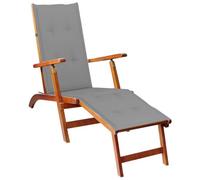 Transat Chaise Longue Bain De Soleil Lit De Jardin Terrasse Meuble D'extérieur Avec Repose-Pied Et Coussin Acacia Solide Helloshop26 02_0012576 Multicolore