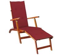 Transat Chaise Longue Bain De Soleil Lit De Jardin Terrasse Meuble D'extérieur Avec Repose-Pied Et Coussin Acacia Solide Helloshop26 02_0012585 Multicolore