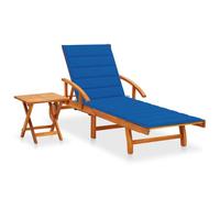 Helloshop26 Chaise longue bois d'acacia - Bleu royal