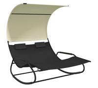 Transat chaise longue bain de soleil lit de jardin terrasse meuble d'extérieur double à bascule