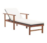 Transat Chaise Longue Bain De Soleil Lit De Jardin Terrasse Meuble D'extérieur Et Coussin Résine Tressée Et Bois D'acacia Noir Helloshop26 02_0012772 Multicolore
