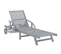 Helloshop26 Chaise longue bois d'acacia - Gris
