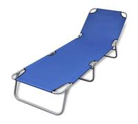 Transat Chaise Longue Bain De Soleil Lit De Jardin Terrasse Meuble D'extérieur Pliable Acier 189 X 58 X 27 Cm Enduit De Poudre Bleu Helloshop26 02_0012796 Multicolore