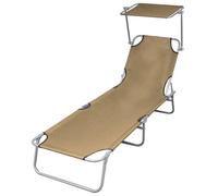 Transat Chaise Longue Bain De Soleil Lit De Jardin Terrasse Meuble D'extérieur Pliable Avec Auvent Acier Taupe Helloshop26 02_0012813 Multicolore