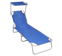 Transat Chaise Longue Bain De Soleil Lit De Jardin Terrasse Meuble D'extérieur Pliable Avec Auvent Bleu Aluminium Helloshop26 02_0012821 Multicolore