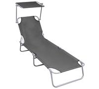 Helloshop26 Transat pliable avec auvent - Gris