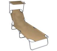 Transat Chaise Longue Bain De Soleil Lit De Jardin Terrasse Meuble D'extérieur Pliable Avec Auvent Taupe Aluminium Helloshop26 02_0012833 Multicolore