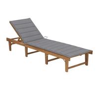 Transat Chaise Longue Bain De Soleil Lit De Jardin Terrasse Meuble D'extérieur Pliable Avec Coussin Bois D'acacia Solide Helloshop26 02_0012842 Multicolore