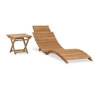 Transat Chaise Longue Bain De Soleil Lit De Jardin Terrasse Meuble D'extérieur Pliable Avec Table Bois De Teck Solide Helloshop26 02_0012863 Multicolore