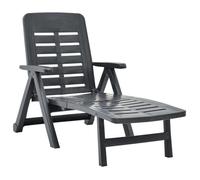 Transat Chaise Longue Bain De Soleil Lit De Jardin Terrasse Meuble D'extérieur Pliable Plastique Anthracite Helloshop26 02_0012879 Multicolore