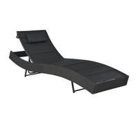 Transat Chaise Longue Bain De Soleil Lit De Jardin Terrasse Meuble D'extérieur Résine Tressée Et Textilène Noir Helloshop26 02_0012922 Multicolore