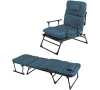 Transat de jardin 2 en 1 | Transat relax | Lit médical | Lit de repos | Lit d'appoint | Fauteuil relax | Fauteuil de repos avec coussin et oreiller, couleurs : bleu foncé
